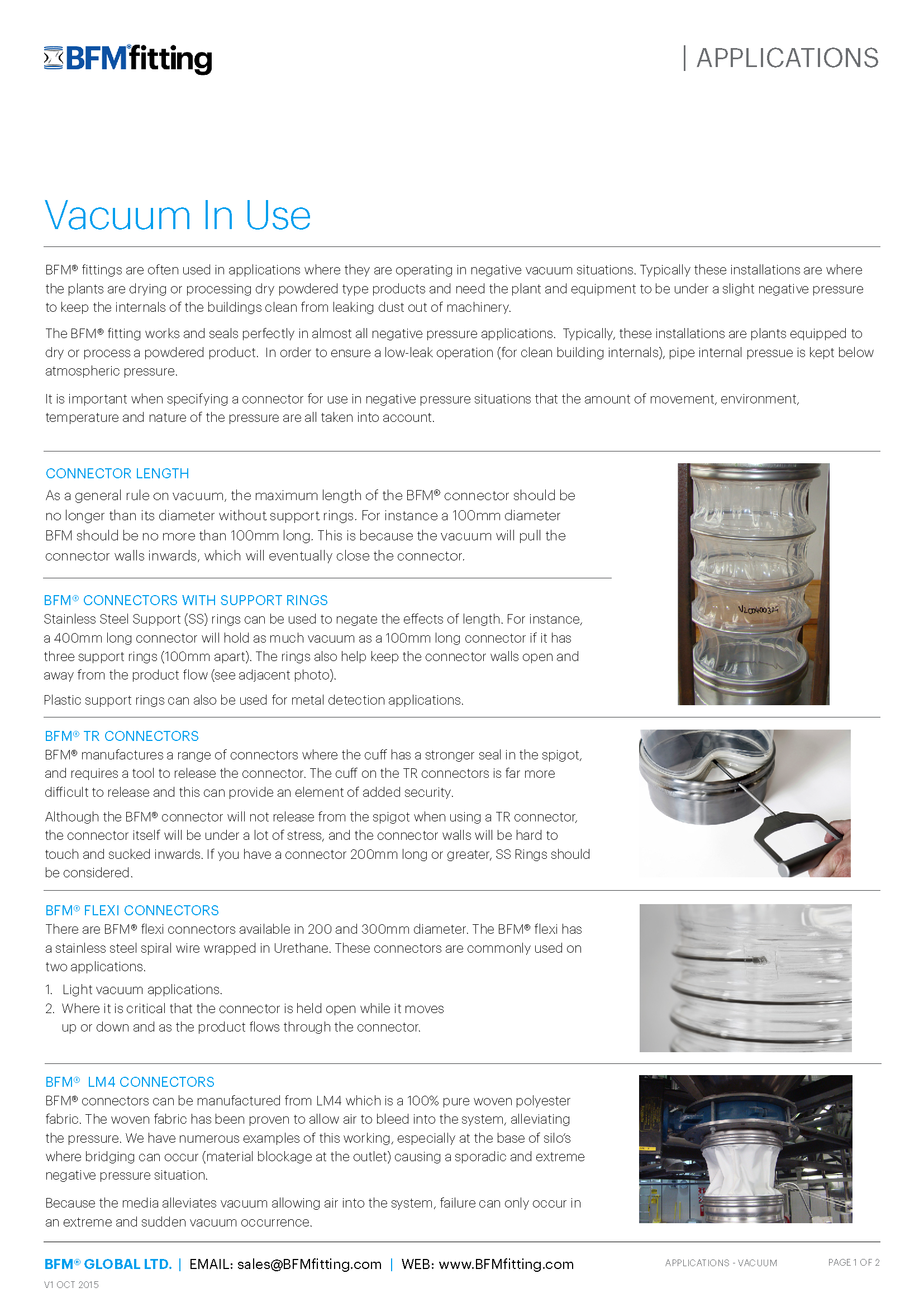 BFM Fitting Vacuum In Use Applications